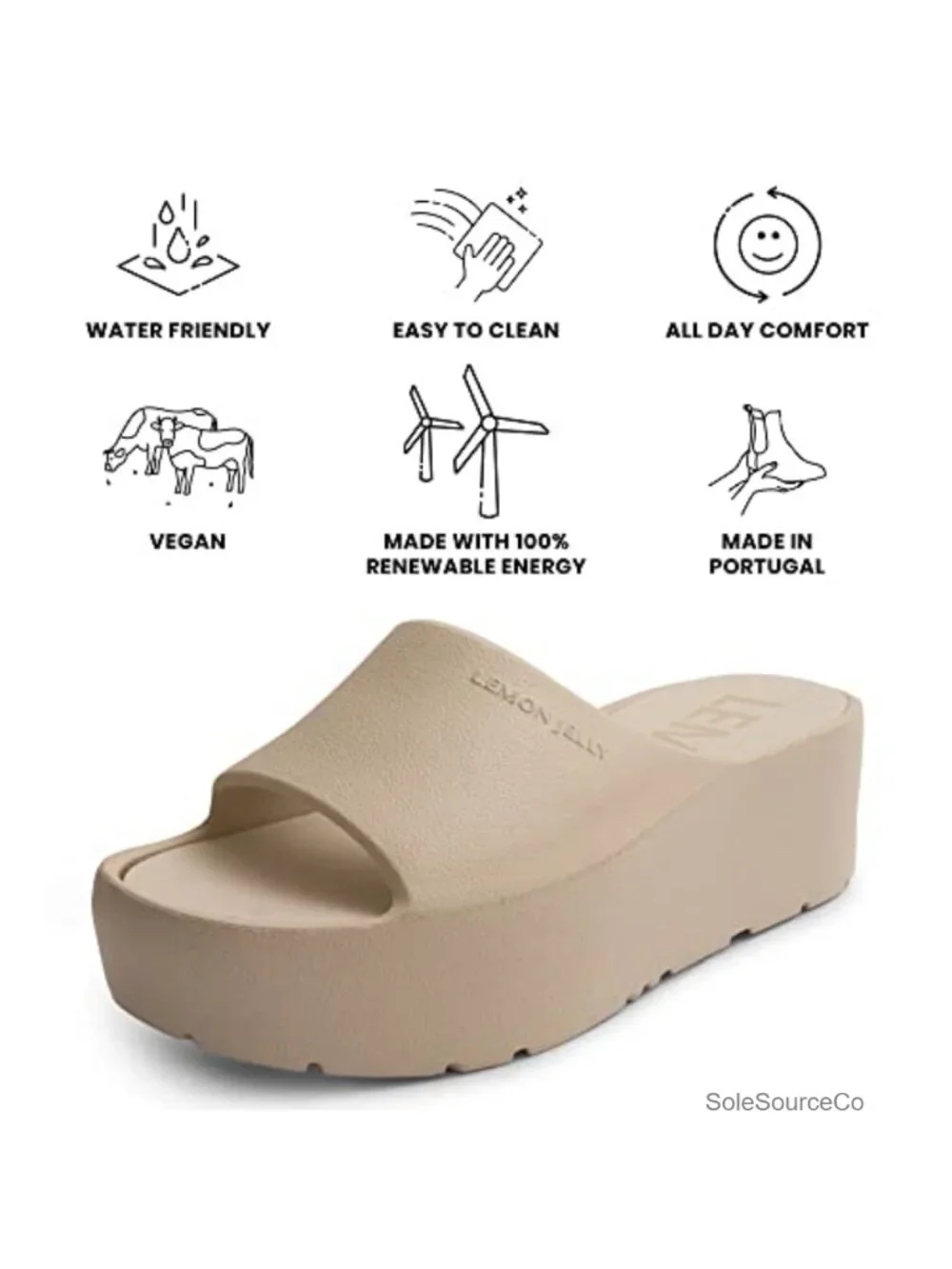 Water-Friendly Platform Slides - EVA Foam Vegan Slip-On Wedges